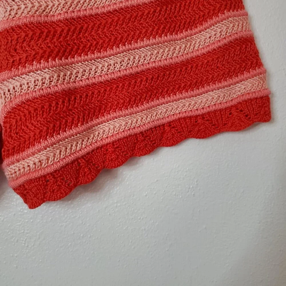 Madden NYC Shorts Women's Knit Pull On Waist Coral Knit Crochet Trim Tie Waist - Picture 7 of 10